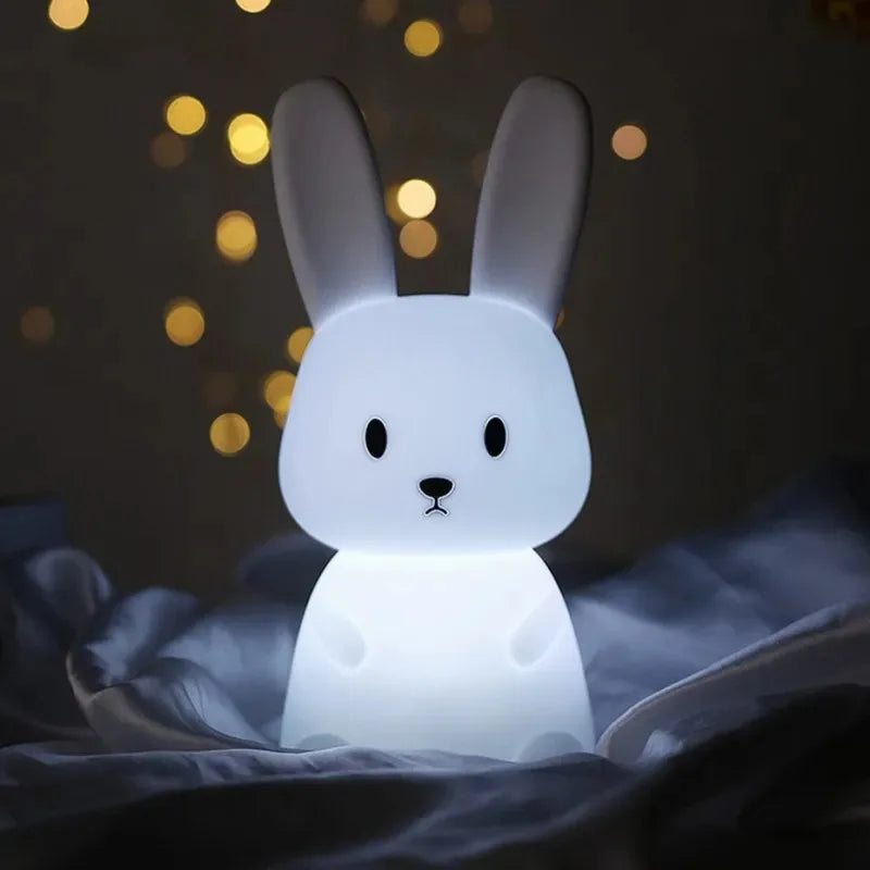 TinyGlow & Co™ Rabbit Silicone Night Light – Touch Sensor LED Lamp for Kids
