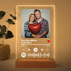 TinyGlow & Co™ Custom Acrylic Music Plaque with LED Light - Personalized Song & Photo Frame