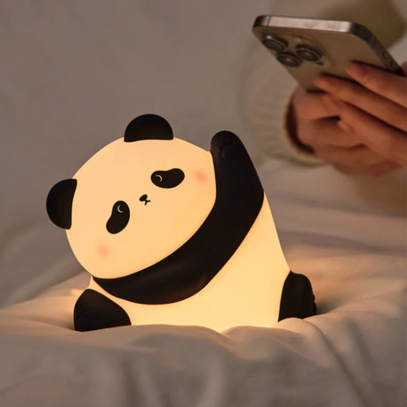 TinyGlow & Co™ Panda LED Night Light – Touch Sensor Silicone Bedside Lamp