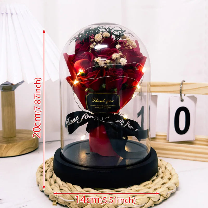 TinyGlow & Co™ Eternal LED Rose in Acrylic Dome - Forever Flower Valentine's Gift