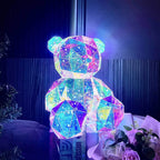TinyGlow & Co™ LED Teddy Bear Lamp - Colorful Sparkling Rose Gift Light