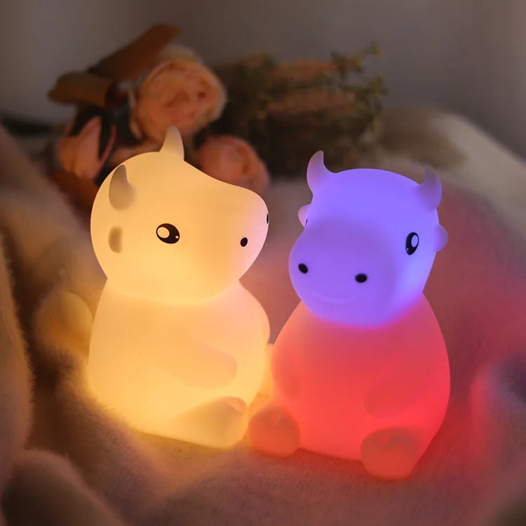 1 Bitable silicone cow creative night light USB light LED light gift toy sleeping lightbedrnight lampoom decoration for children