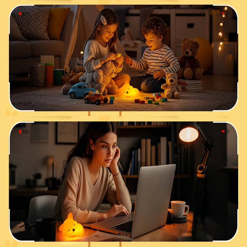 TinyGlow & Co™ Fox Silicone Night Light – Rechargeable Dimmable Timer Touch Lamp