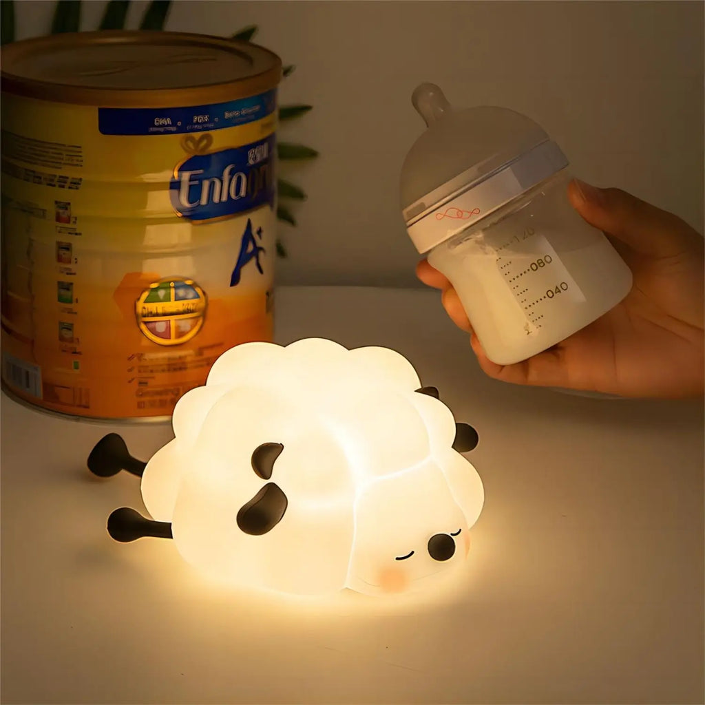 TinyGlow & Co™ Sheep Silicone Night Light – Rechargeable Timing Dimming LED Lamp