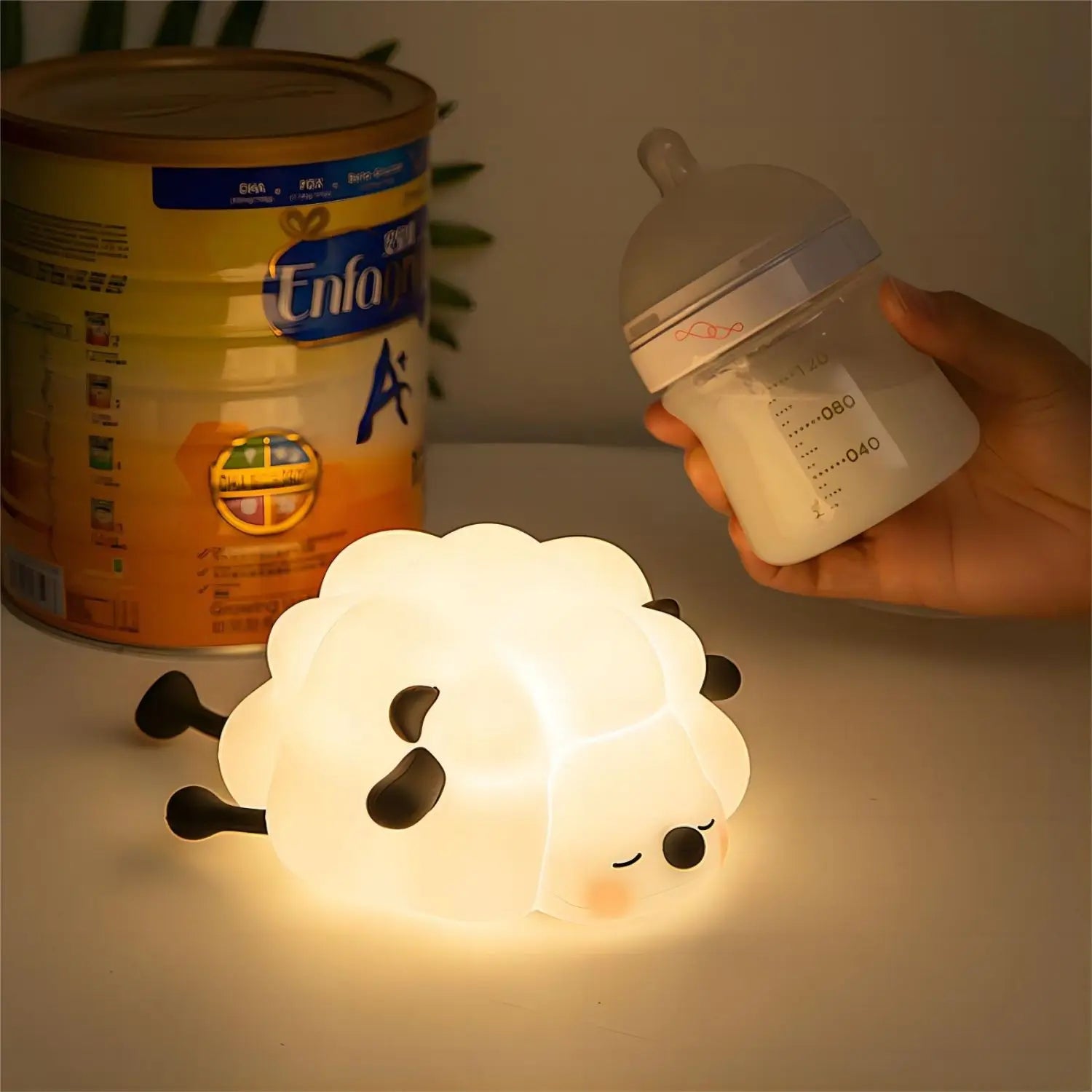 TinyGlow & Co™ Sheep Silicone Night Light – Rechargeable Timing Dimming LED Lamp