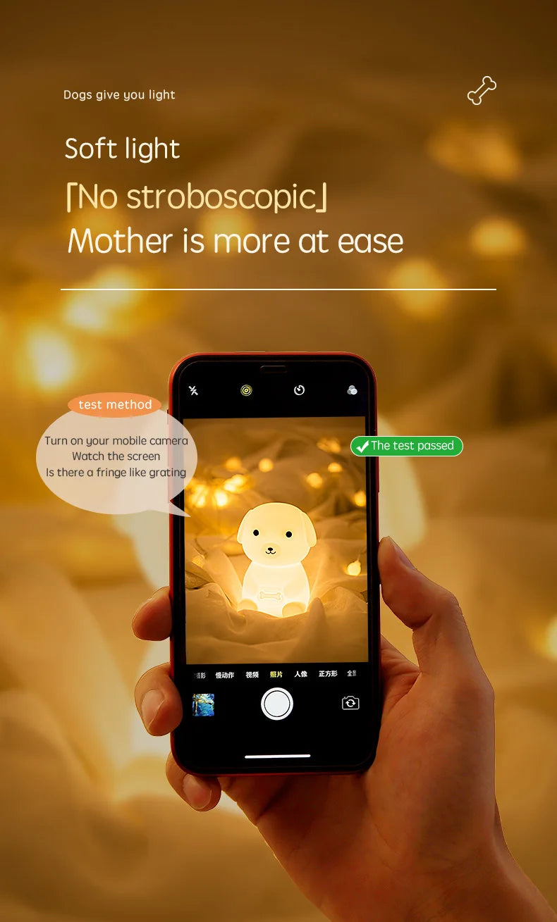 Cute Silicone LED  Puppy Night Light Animal Lamp Touch Sensor Dog Night Lamp Children Kid Bedside Bedroom Decor Birthday Gifts