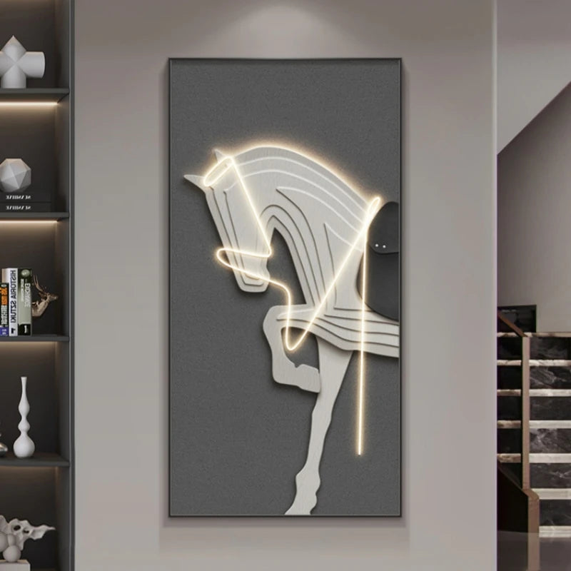 TinyGlow & Co™ Horse Modern LED Wall Lamp - Luxury Crystal Porcelain for Living Room & Hallway