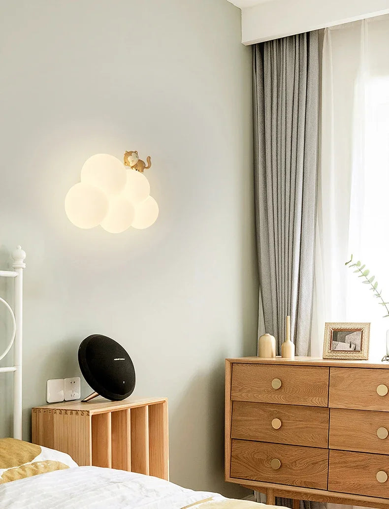 TinyGlow & Co™ Cloud Wall Lamp – Cream Cartoon LED Night Light for Kids