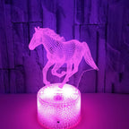 TinyGlow & Co™ 3D Illusion Horse LED Night Light - 16 Color Remote Control Table Lamp for Kids
