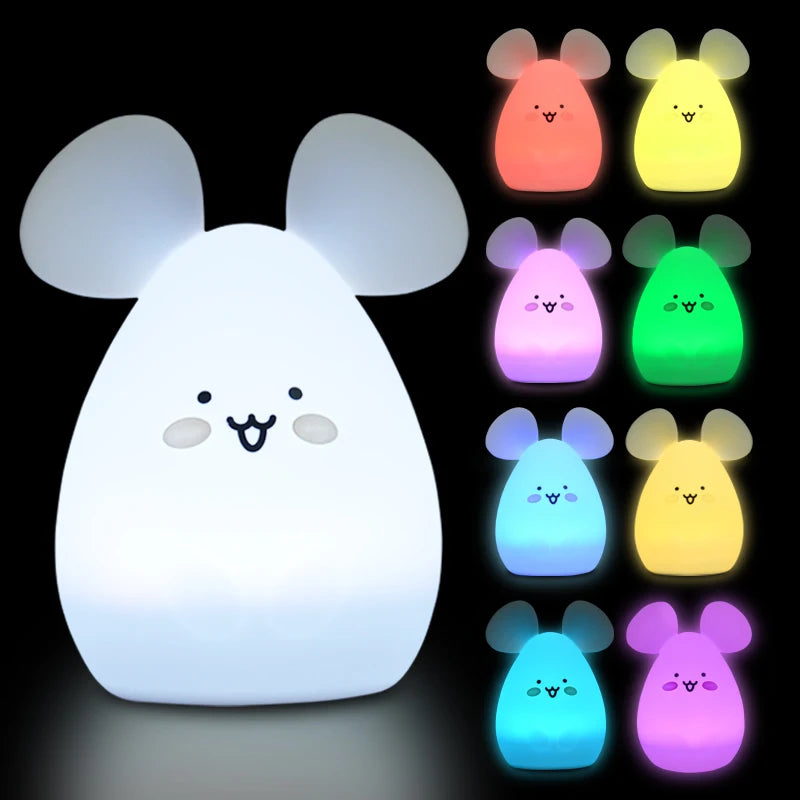 Bear Cat Dog Koala Owl Rabbit LED Night Light Touch Sensor 9 Colors Bedroom Silicone Animal Lamp for Children Kids Baby Gift