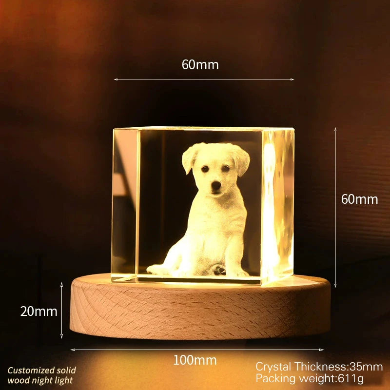 TinyGlow & Co™ Personalized Heart Crystal Photo Gift - Custom Laser Engraved Keepsake