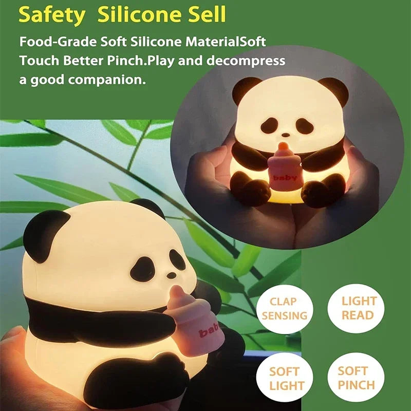 TinyGlow & Co™ Panda Silicone Night Light – Rechargeable LED Ambient Lamp