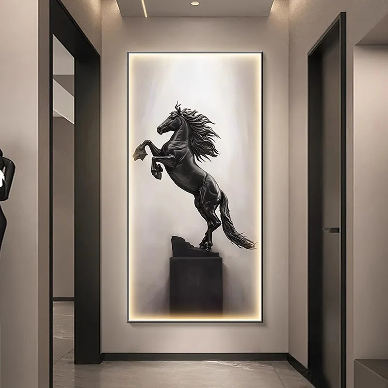 TinyGlow & Co™ Modern Lustre Interior Wall Light - Luxury Horse Painting with Remote Control