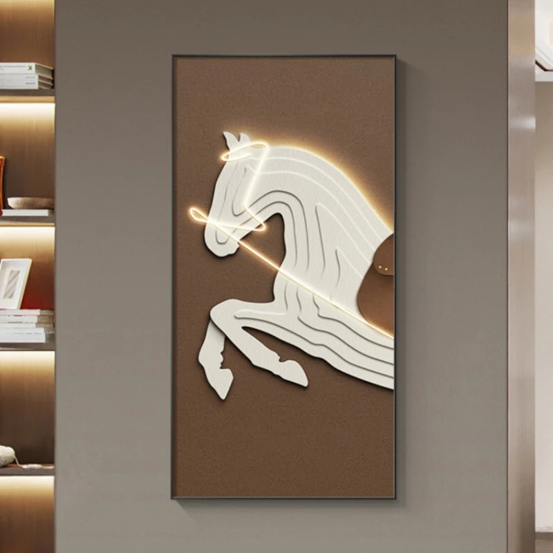TinyGlow & Co™ Horse Modern LED Wall Lamp - Luxury Crystal Porcelain for Living Room & Hallway