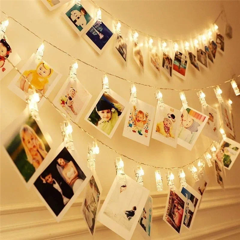 TinyGlow & Co™ LED Photo Clip String Lights - Fairy Garland for Pictures & Cards