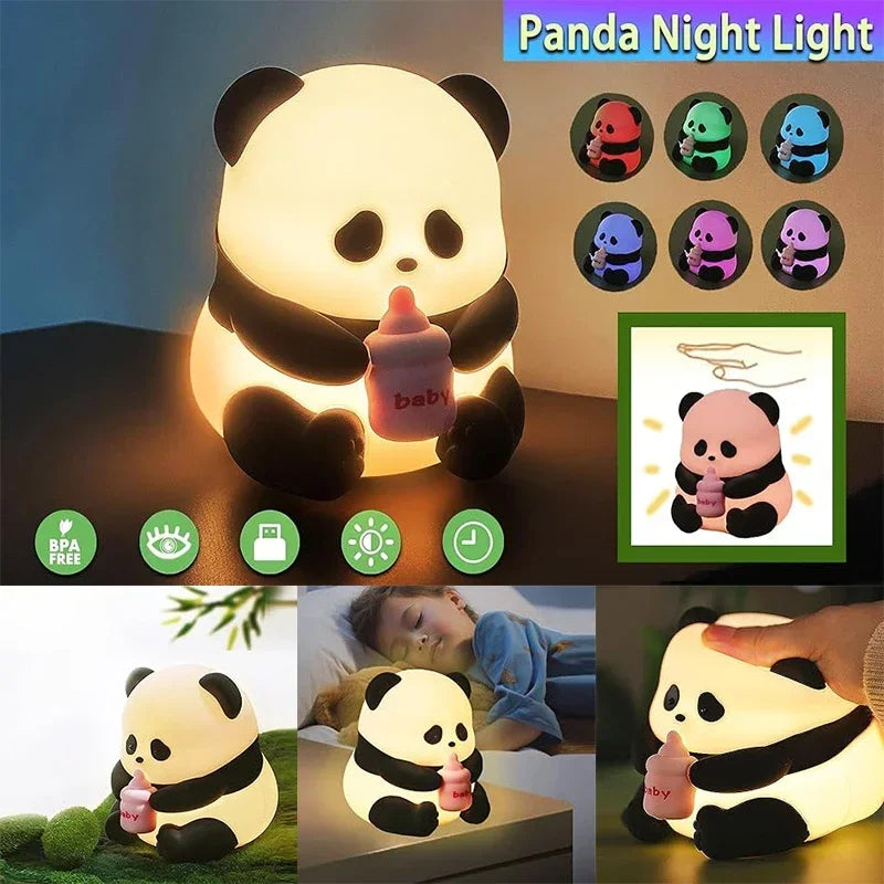 TinyGlow & Co™ Panda Silicone Night Light – Rechargeable LED Ambient Lamp