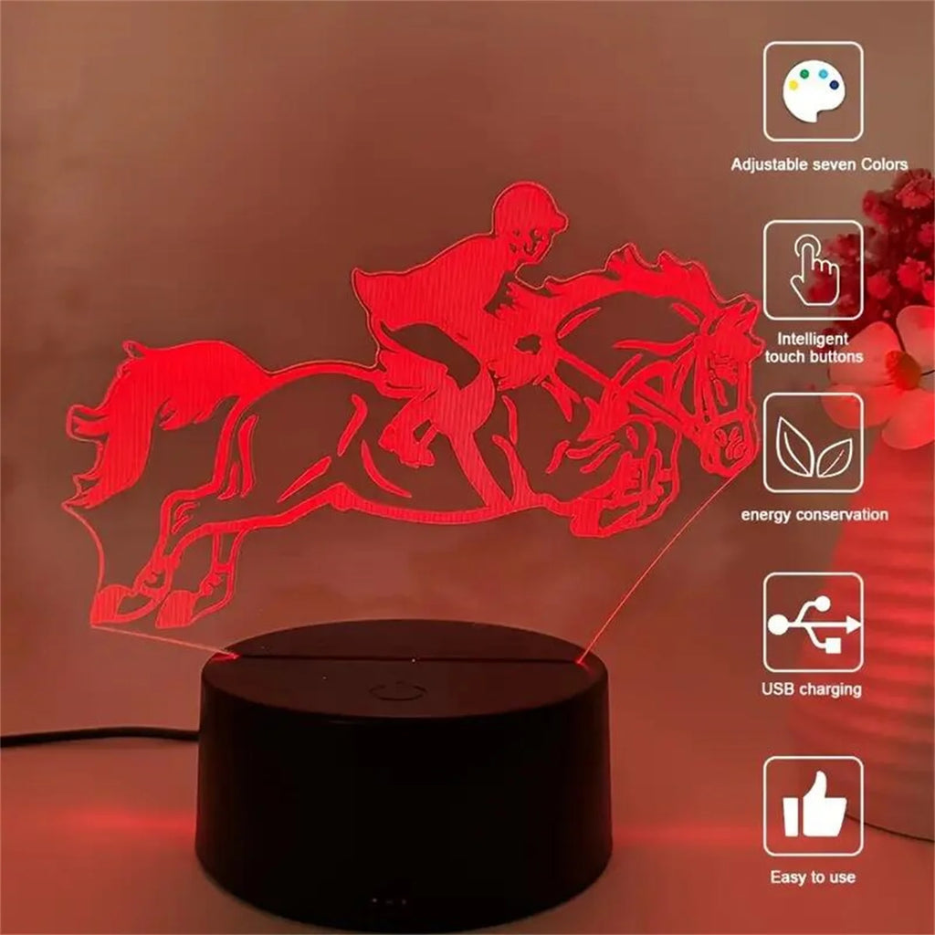 TinyGlow & Co™ 3D Horse Night Light - Optical Illusion Lamp with 7 Color Changing