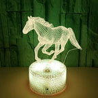 TinyGlow & Co™ 3D Illusion Horse LED Night Light - 16 Color Remote Control Table Lamp for Kids