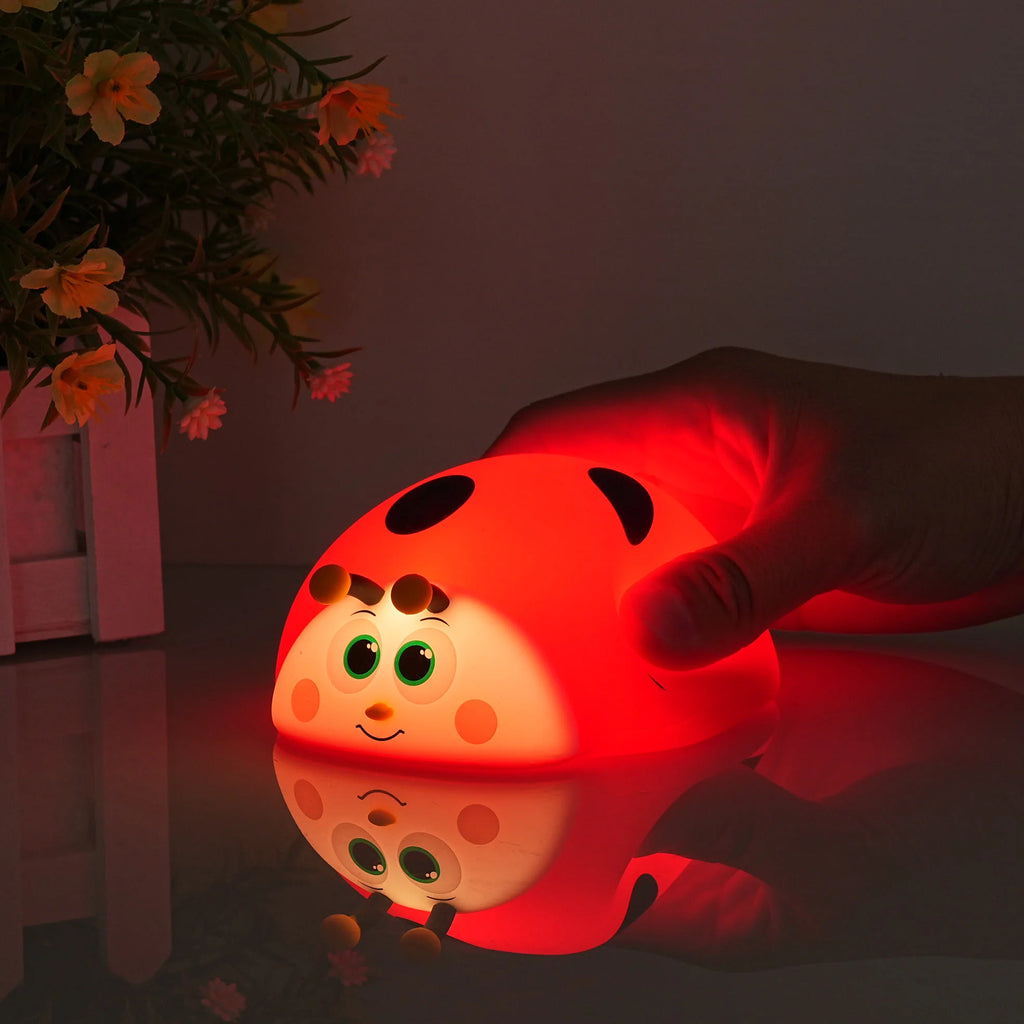 TinyGlow & Co™ Ladybug Silicone Night Light – USB Rechargeable Touch Control Lamp