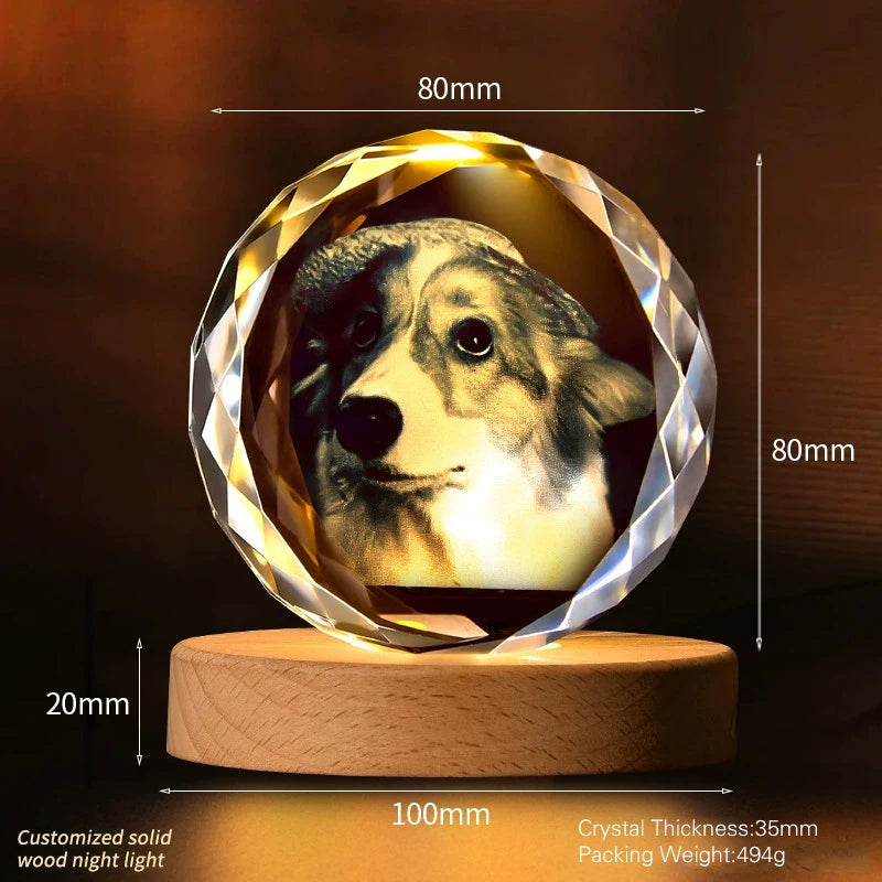 TinyGlow & Co™ Personalized Heart Crystal Photo Gift - Custom Laser Engraved Keepsake