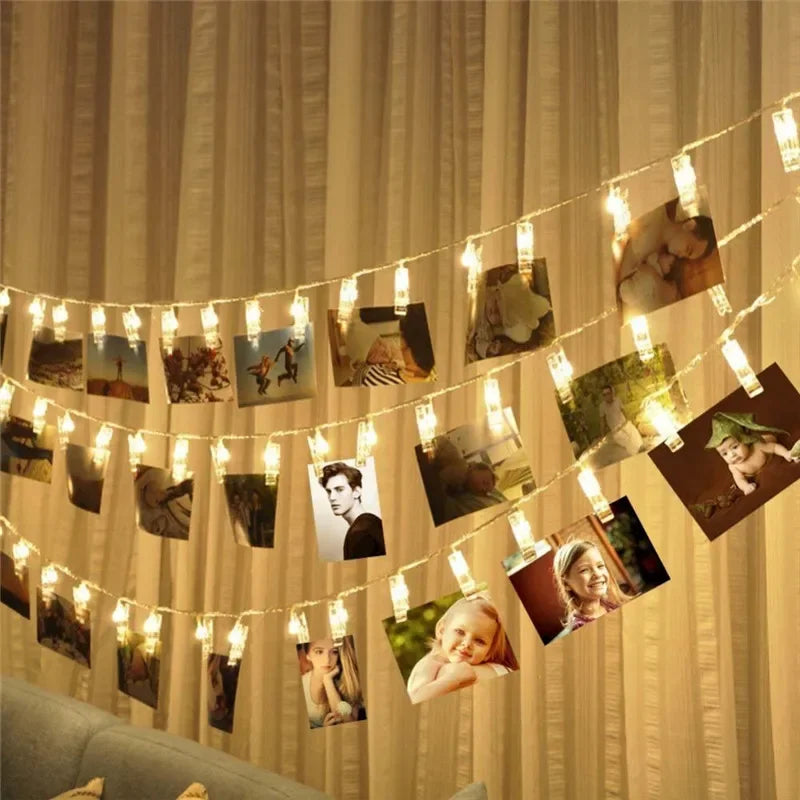 TinyGlow & Co™ LED Photo Clip String Lights - Fairy Garland for Pictures & Cards