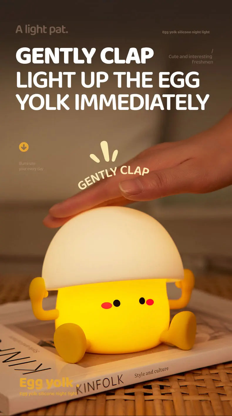 Cute Night Light Egg Yolk Lamp Mushroom Lamp Creative Desktop Decoration USB Charging Indoor Children Night Light Birthday Gift