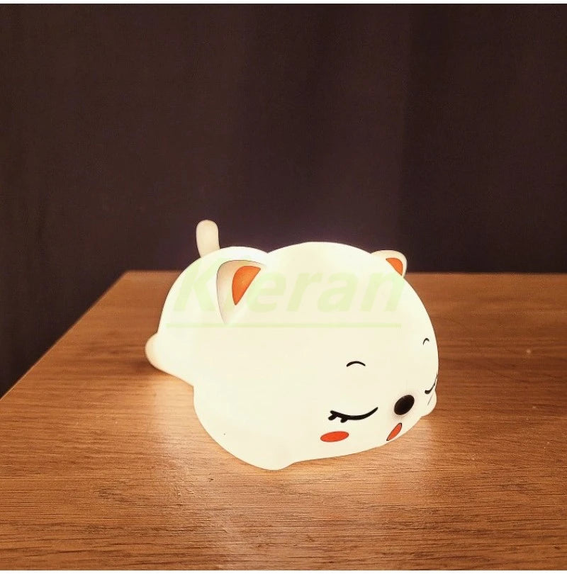 TinyGlow & Co™ Cat Silicone LED Night Light – USB Rechargeable Floor Lamp with Remote
