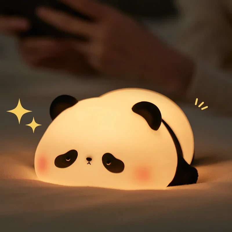 TinyGlow & Co™ Panda LED Night Light – Touch Sensor Silicone Bedside Lamp