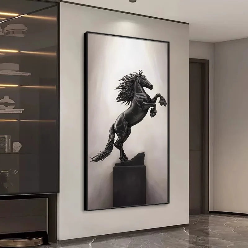 TinyGlow & Co™ Modern Lustre Interior Wall Light - Luxury Horse Painting with Remote Control