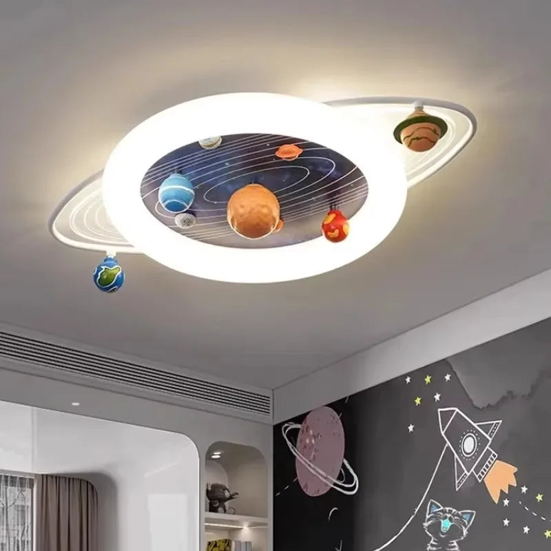 LED Children's Room Lamp Boys' Bedroom Lamp Modern and Simple Girl's Princess Room Planetary Trajectory Ceiling Lamp