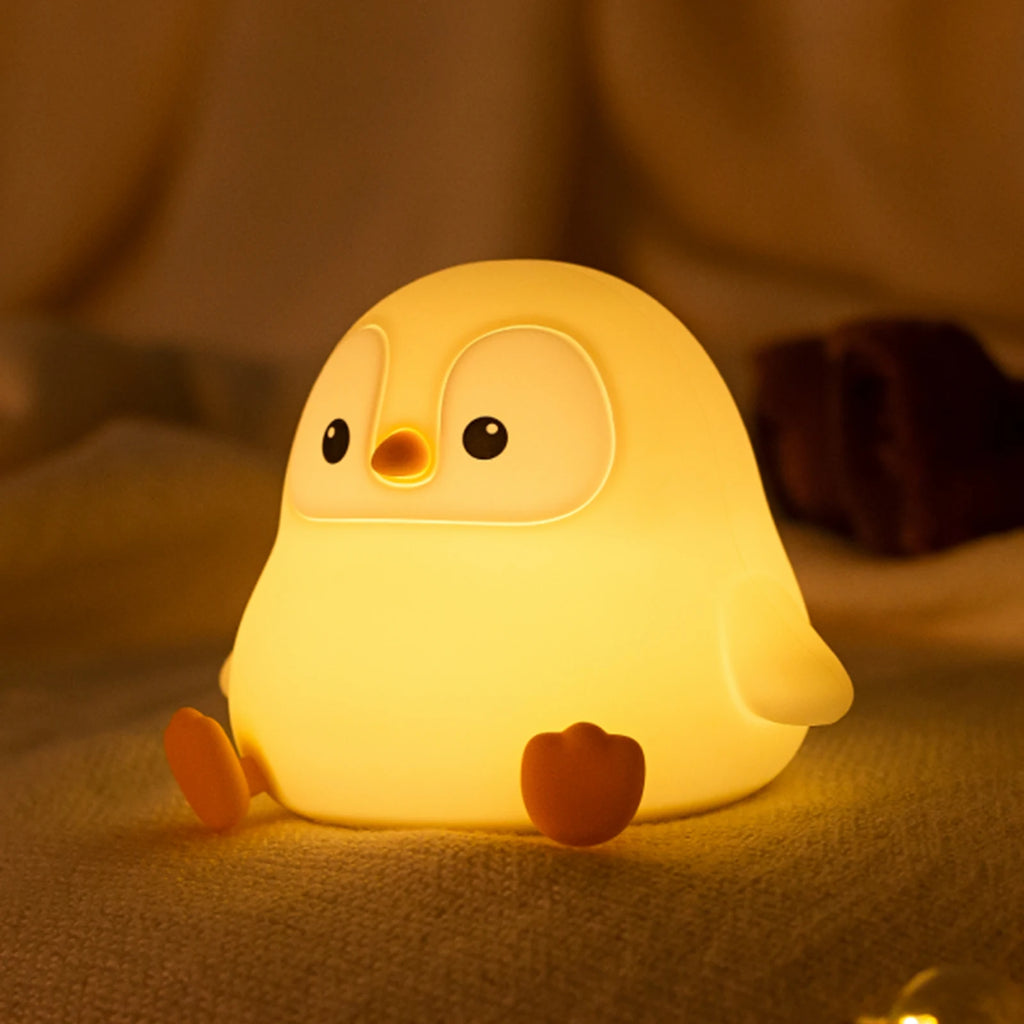 TinyGlow & Co™ Penguin Baby Night Light – Rechargeable Silicone Touch Control Lamp