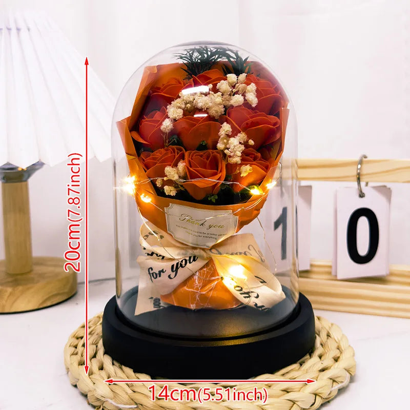 TinyGlow & Co™ Eternal LED Rose in Acrylic Dome - Forever Flower Valentine's Gift