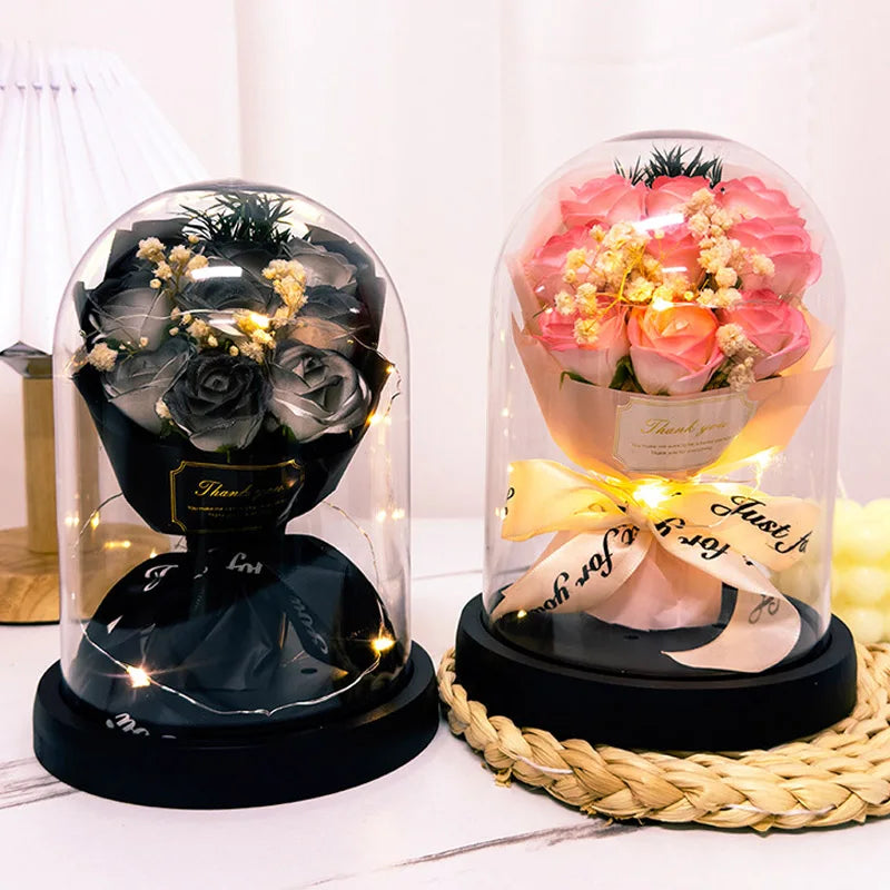 TinyGlow & Co™ Eternal LED Rose in Acrylic Dome - Forever Flower Valentine's Gift