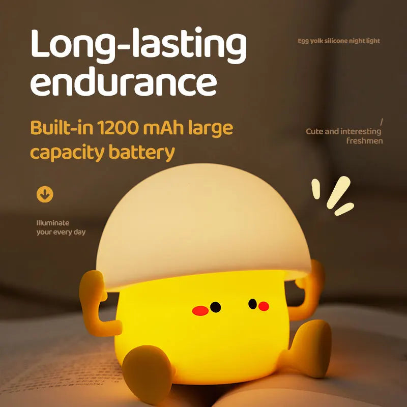 Cute Night Light Egg Yolk Lamp Mushroom Lamp Creative Desktop Decoration USB Charging Indoor Children Night Light Birthday Gift