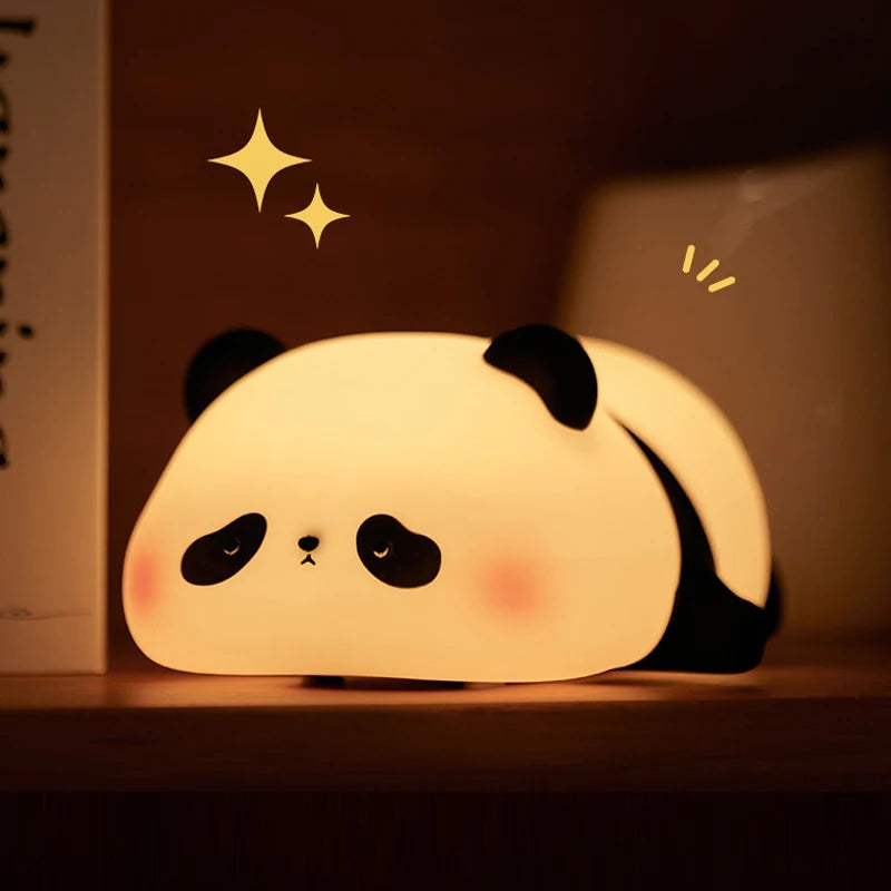 TinyGlow & Co™ Panda LED Night Light – Touch Sensor Silicone Bedside Lamp