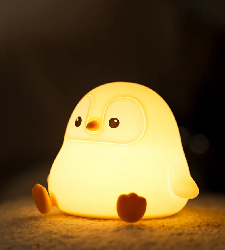 TinyGlow & Co™ Penguin Baby Night Light – Rechargeable Silicone Touch Control Lamp