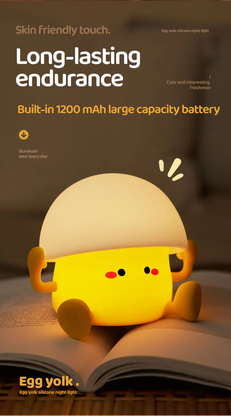 Cute Night Light Egg Yolk Lamp Mushroom Lamp Creative Desktop Decoration USB Charging Indoor Children Night Light Birthday Gift