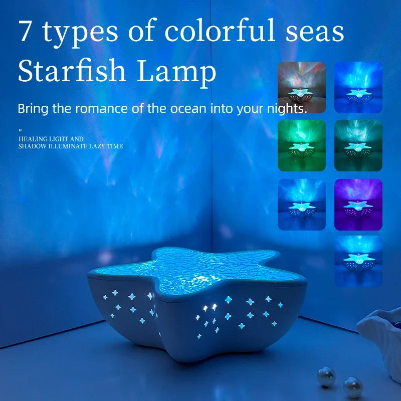 TinyGlow & Co™ Starfish LED Night Light - Ocean Wave Projector Lamp
