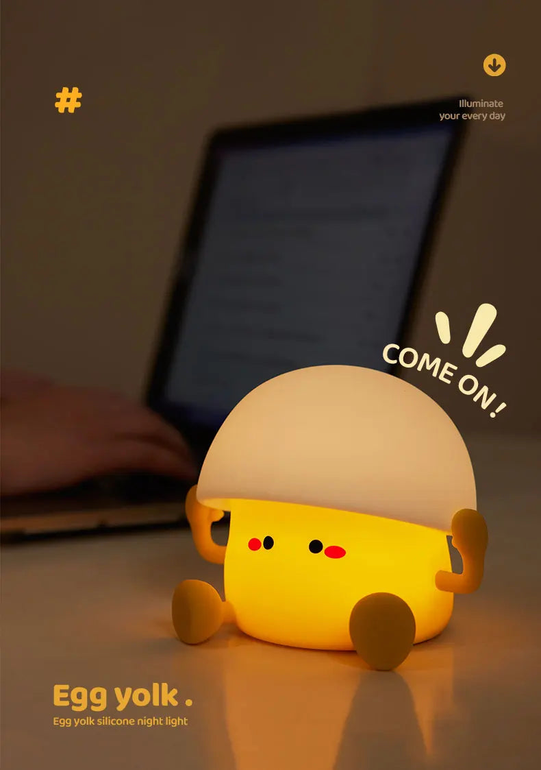 Cute Night Light Egg Yolk Lamp Mushroom Lamp Creative Desktop Decoration USB Charging Indoor Children Night Light Birthday Gift