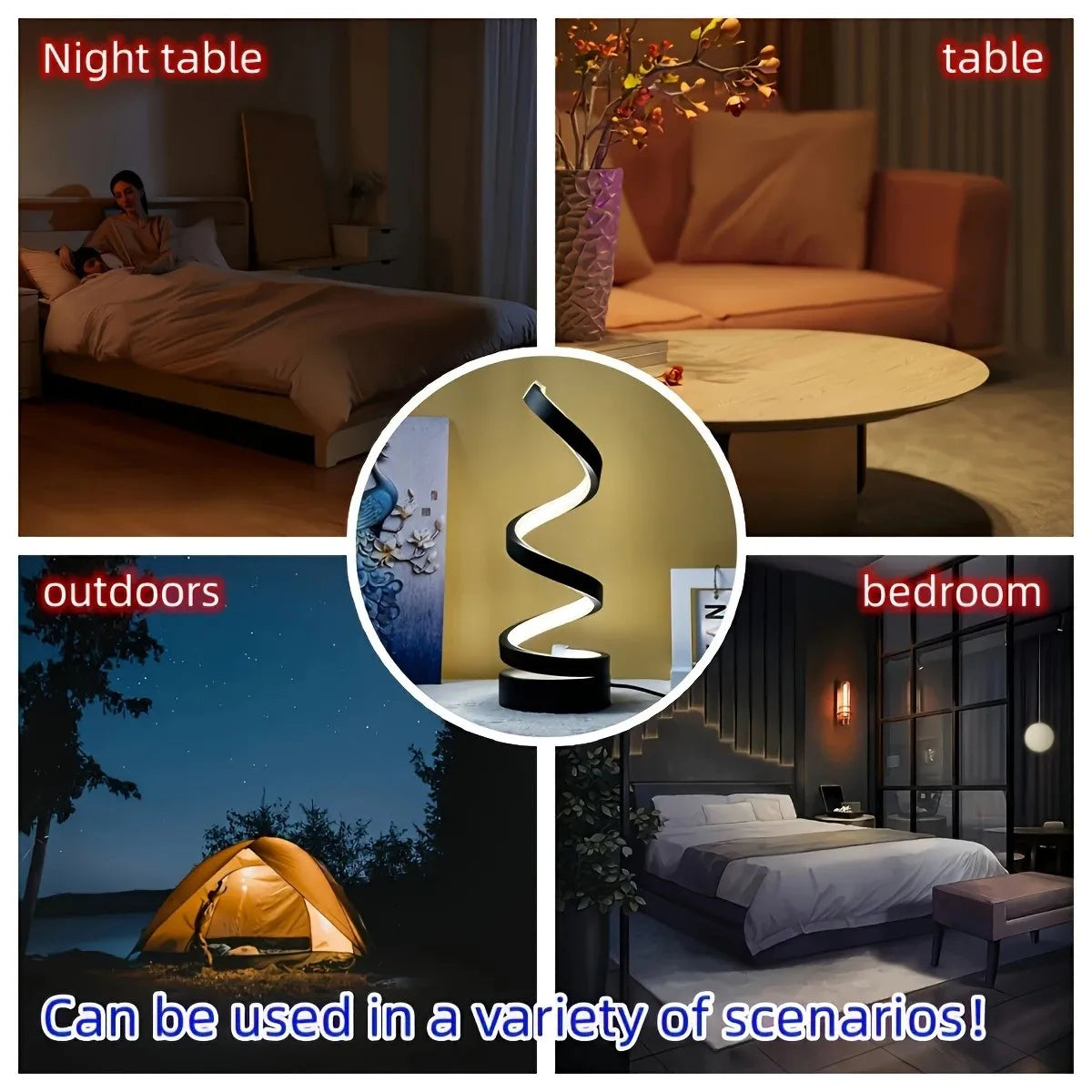 Classic Creative Spiral LED Table Lamp, Modern Minimalist Dimmable Spiral Table Lamp, Adjustable Arm, Soft Light, Multifunction