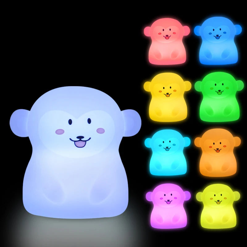 Bear Cat Dog Koala Owl Rabbit LED Night Light Touch Sensor 9 Colors Bedroom Silicone Animal Lamp for Children Kids Baby Gift