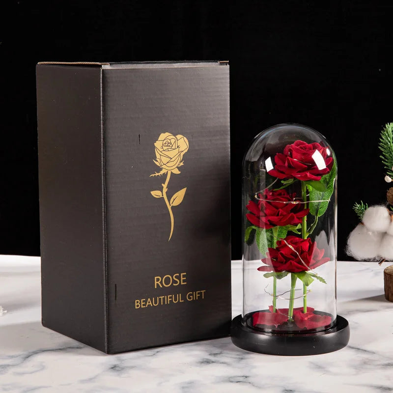 TinyGlow & Co™ Enchanted Rose in Glass Dome with LED Light - Forever Flower Gift