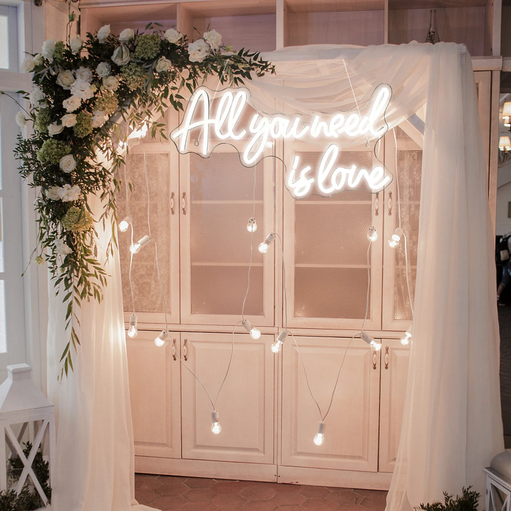 TinyGlow & Co™ All You Need is Love LED Neon Sign - Custom Wall Art Light for Bedroom & Wedding