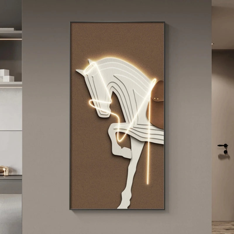 TinyGlow & Co™ Horse Modern LED Wall Lamp - Luxury Crystal Porcelain for Living Room & Hallway