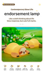 TinyGlow & Co™ Sloth Silicone LED Night Light – Rechargeable Dimmable Animal Lamp