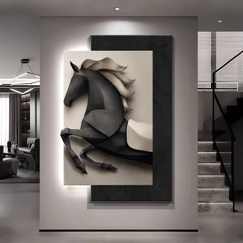 TinyGlow & Co™ Horse Entrance LED Wall Lamp - Luxury Mural Light for Hallway & Background Décor