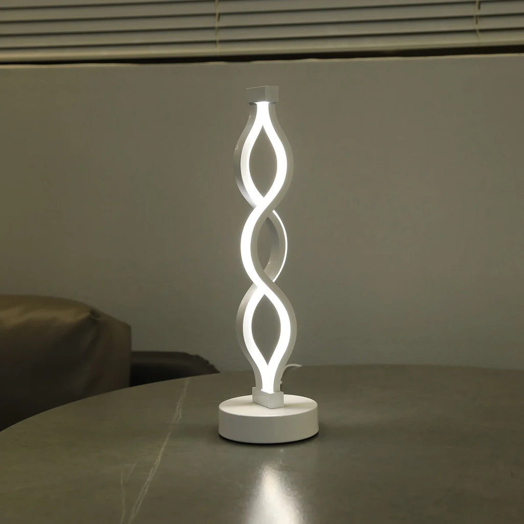 TinyGlow & Co™ Modern Spiral LED Desk Lamp – USB Tri-Color Button Controlled Light