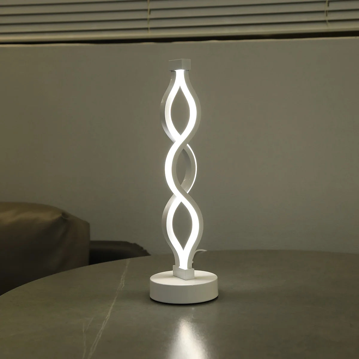 Modern spiral LED desk lamp button controlled USB tri color light suitable for bedside office, living room, dormitory decoration