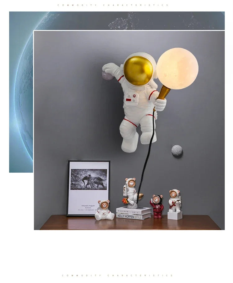 TinyGlow & Co™ Nordic Astronaut Wall Lamp – Creative Cartoon Bedside Light for Kids