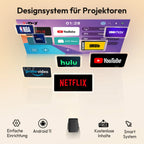 TinyGlow & Co™ XGODY 4K Short Throw Projector 450ANSI Android 11 Autofocus WiFi6